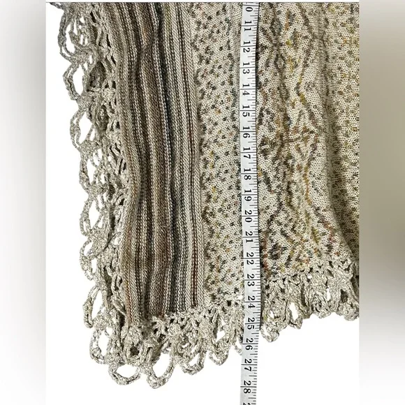 Free People Casablanca Boho Knit Poncho Wool Cream Brown XS - Picture 9 of 14